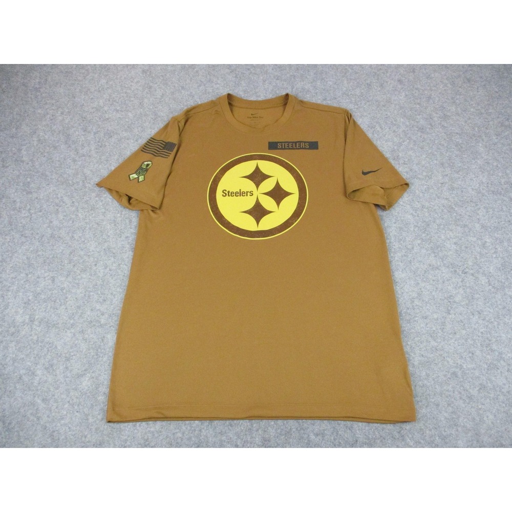 Pittsburgh Steelers Shirt Mens Large Brown Nike NFL Football Salute To Service